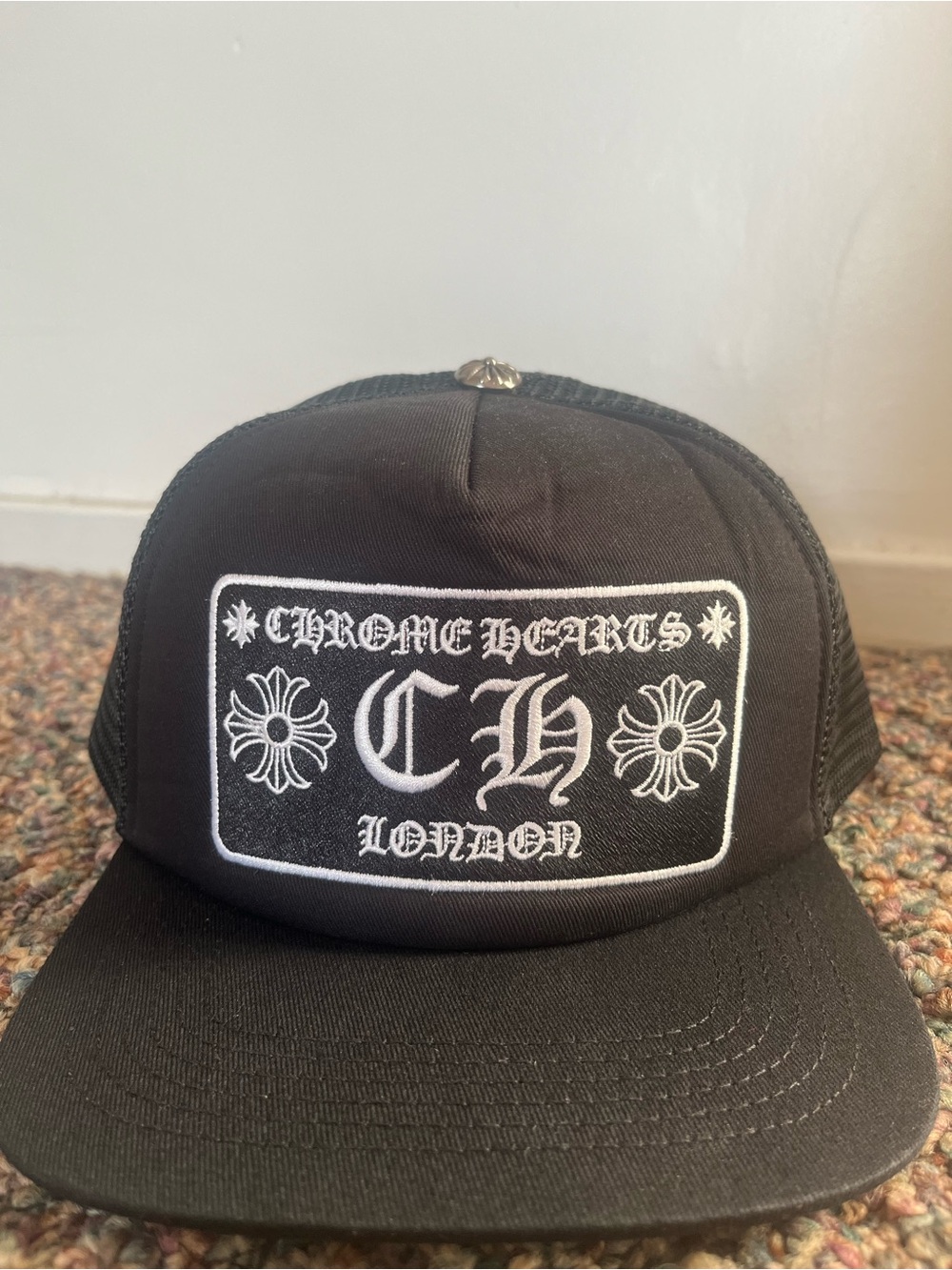 Chrome Hearts Black Logo Patch Trucker Cap